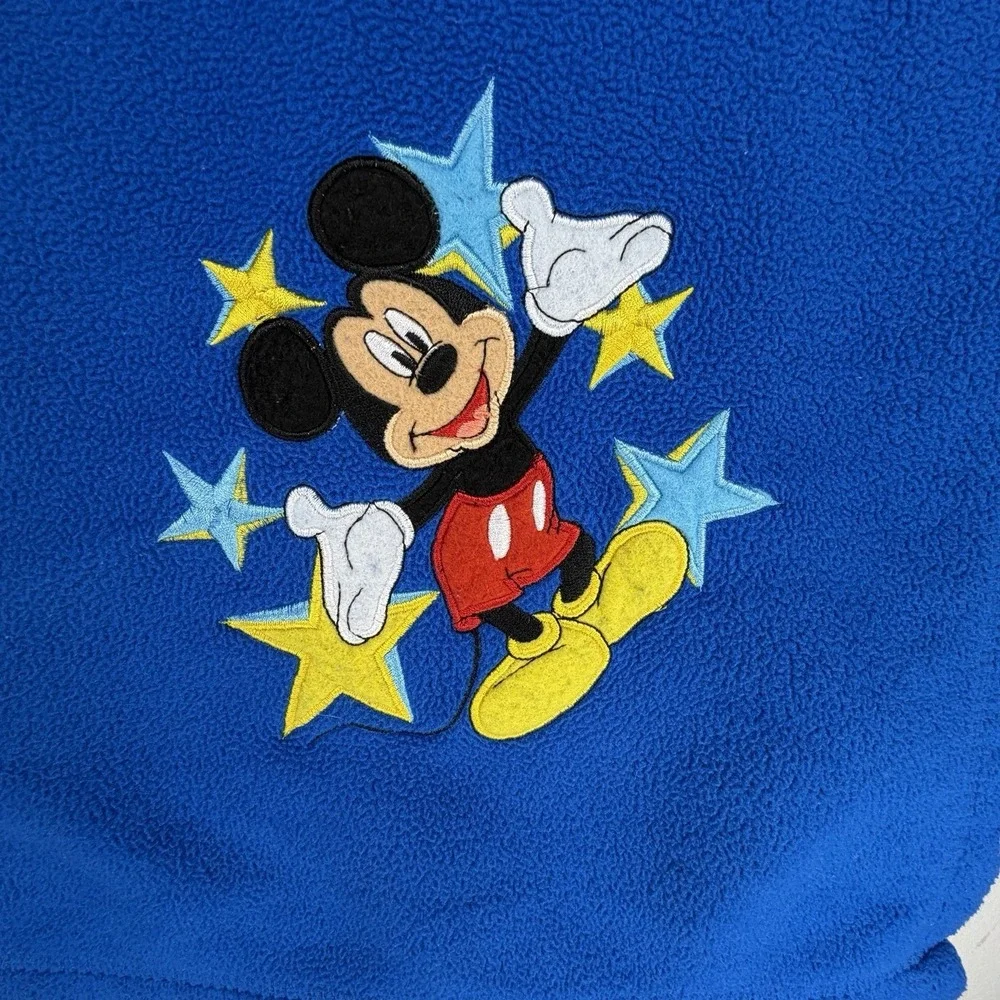 Disney‎ Store Fleece Throw Blanket Embroidered Mickey Star Blue 48x68